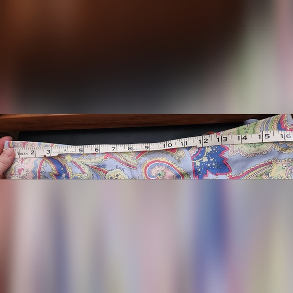 LRL RALPH LAUREN Women 16 Blue Yellow Pink Paisley Cotton Stretch Pants - Picture 7 of 8